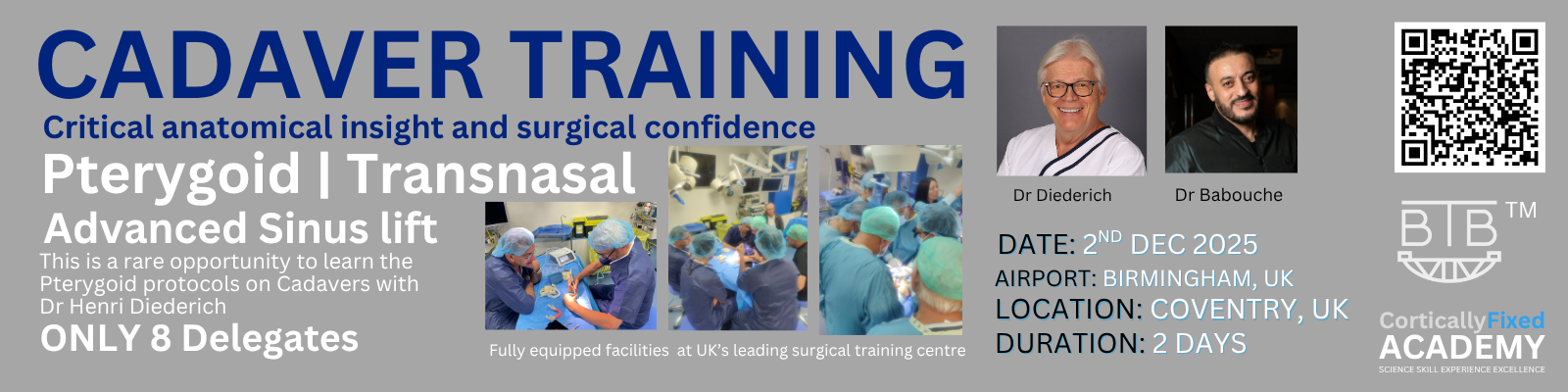 DEC 2025 Cadaver Pterygoid Banner v2 Pterygoid Implant training on Cadavers with Dr Henri Diederich