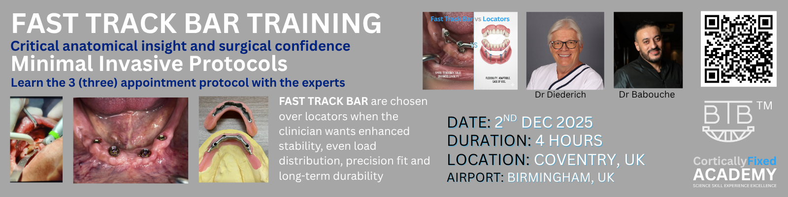 FTB Training banner Pterygoid Implant training on Cadavers with Dr Henri Diederich